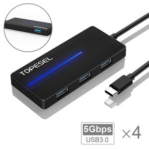 TOPESEL USB C Hub Type-C Adapter w/ 4 USB 3.0 Pop